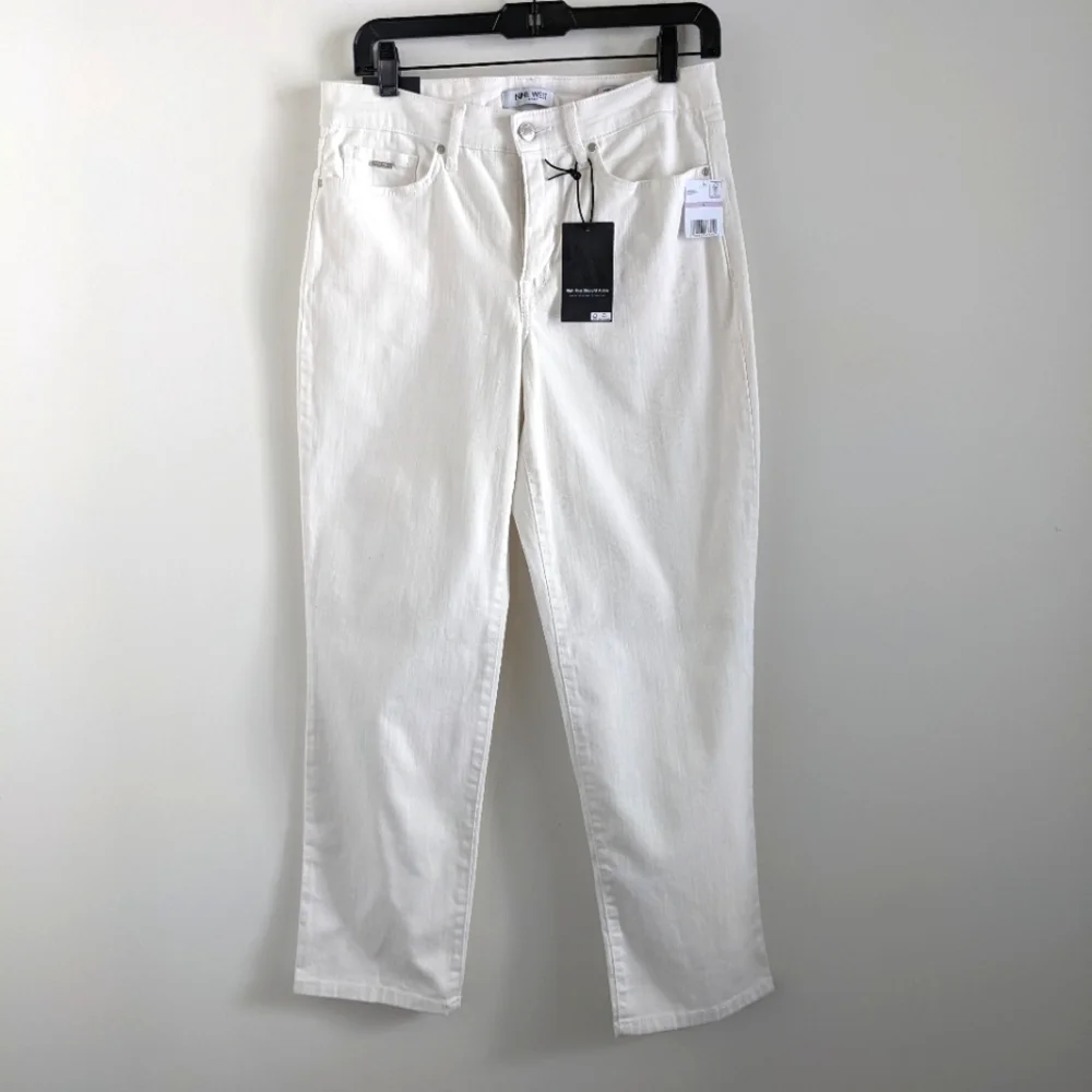 NINE West White High Rise Straight cropped Ankle Pants 6